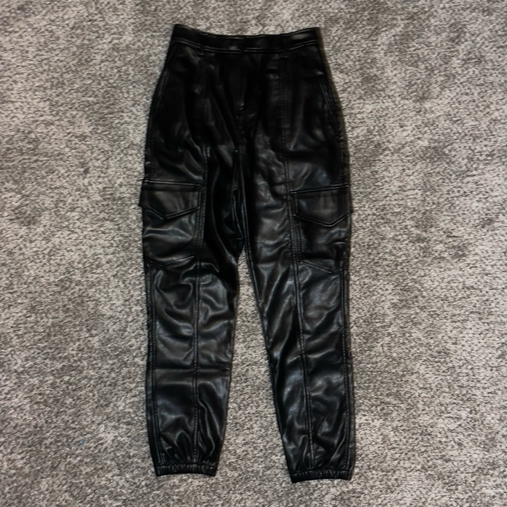 Shinestar Faux Leather Cargo Pants